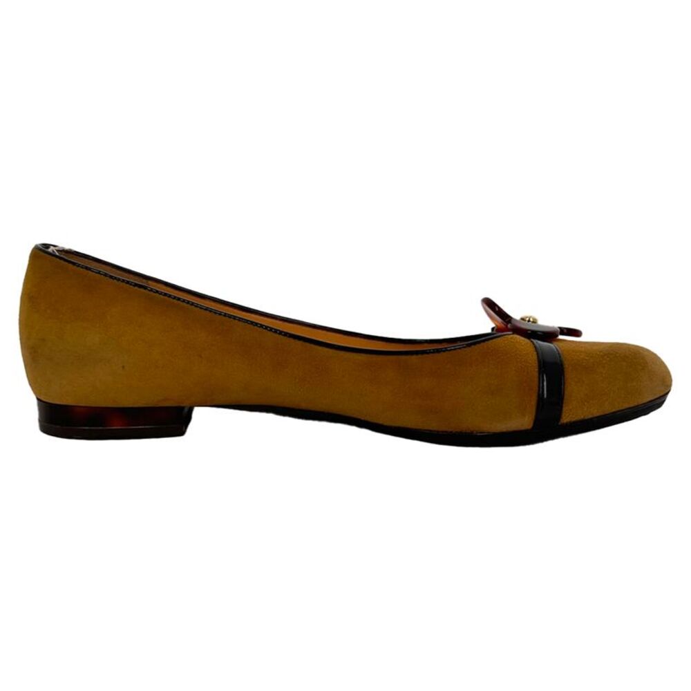 Louis Vuitton Tortoiseshell Flower Ballet Flats in Camel Suede